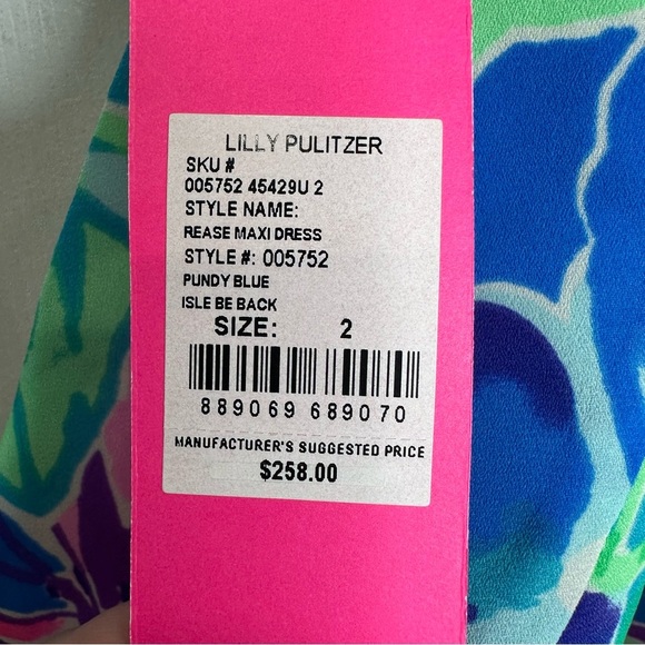 LILLY PULITZER Rease Maxi Dress Pundy Blue isle be back NWT size 2 resort wear - Picture 7 of 7